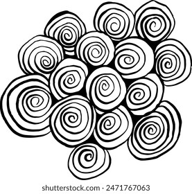 Ilustración de muchos rizos. Ilustración vectorial.