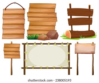 Illustration of many design of wooden signs