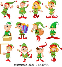 Illustration Of Many Elfs Cartoon