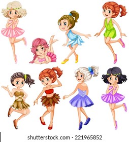 Illustration of many fairy with different poses