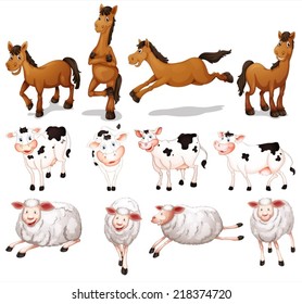 illustration of many farm animals