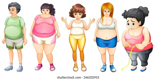 Illustration of many fat people standing