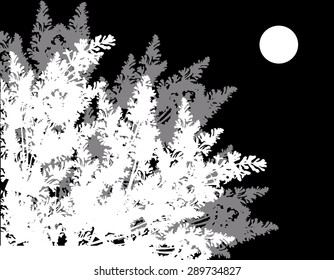 illustration with many lilac flowers silhouette