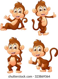 illustration of many monkey expressions