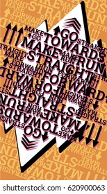 an illustration with many motivation signs on an orange background