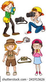 Illustration of many photographers taking picture