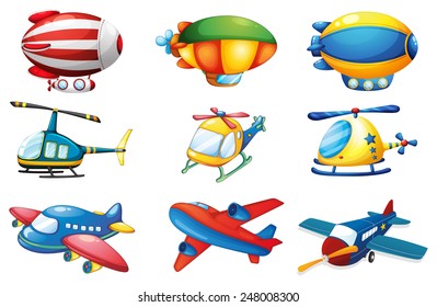 Illustration of many plances and balloons