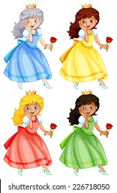 illustration of many princess