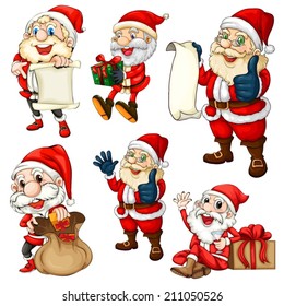 Illustration of many santa