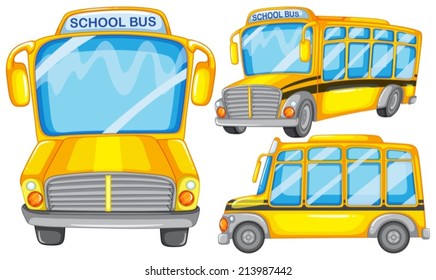 Illustration of many school buses