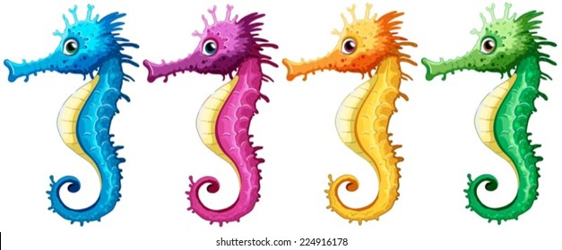 Illustration of many seahorses