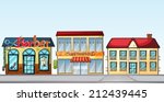 Illustration of many shops on the street