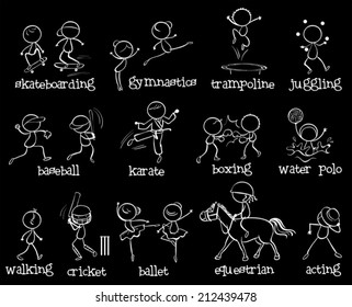 Illustration of many sports on black