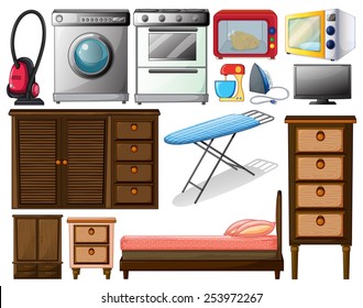 Illustration of many types of appliances