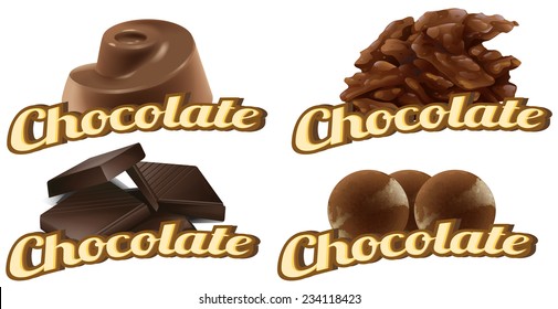 Illustration of many types of chocolates
