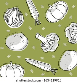 an illustration of many vegetables