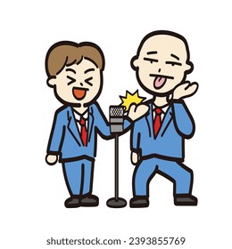 Illustration of a manzai artist_Boke and Tsukkomi