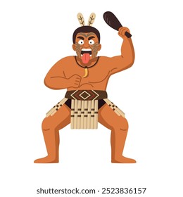 Illustration of Maori performing a traditional Haka dance.