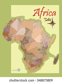 illustration of the map of Africa in the style polygon graphics. imitation vintage political map of Africa. vector illustration