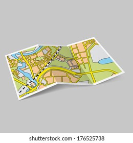 Illustration of map booklet on grey background