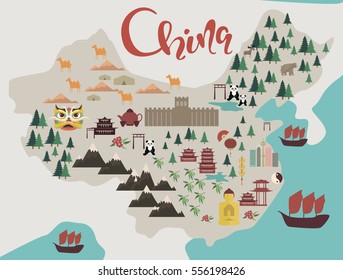 Illustration map of China. Vector illustration