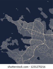 illustration map of the city of Reykjavik, Capital Region, Iceland