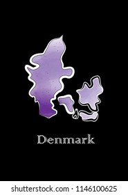 Illustration - map of the Denmark in abstract style.
