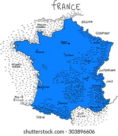 illustration map of France