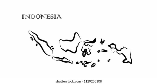 Illustration - map of the Indonesia in abstract style.