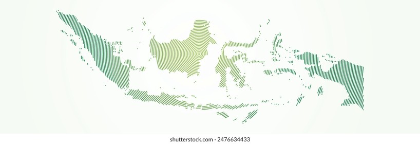 Illustration einer Karte von Indonesiens konzentrischen Ringen. Modernes Kommunikationsfunkwellen-Konzeptdesign