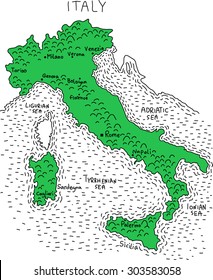 illustration map of Italy