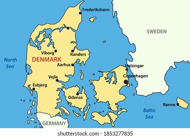 illustration - map of Kingdom of Denmark - eps