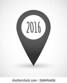 Illustration of a map mark icon with a 2016 number