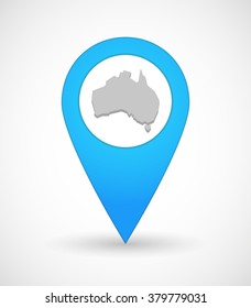 Illustration of a map mark icon with  a map of Australia