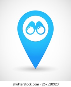 Illustration of a map mark icon with a binoculars