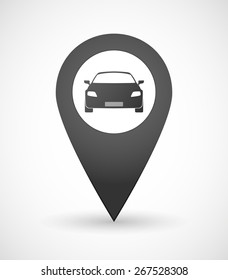 Illustration of a map mark icon with a car