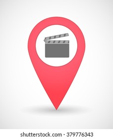 Illustration of a map mark icon with a clapperboard
