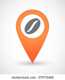 Illustration of a map mark icon with a coffee bean