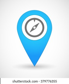 Illustration of a map mark icon with a compass