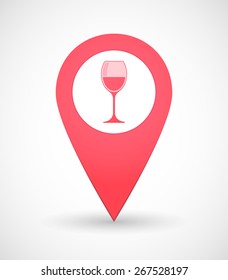 Illustration of a map mark icon with a cup of wine