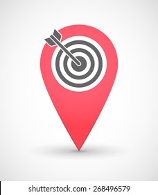 Illustration Of A Map Mark Icon With A Dart Board