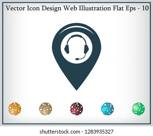 Illustration of a map mark icon with a ear phones