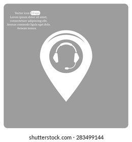 Illustration of a map mark icon with a ear phones