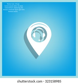 Illustration of a map mark icon with a ear phones