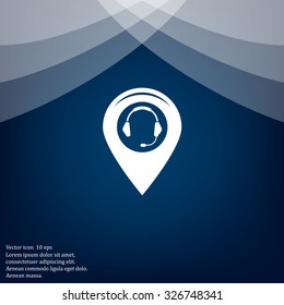 Illustration of a map mark icon with a ear phones