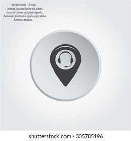 Illustration of a map mark icon with a ear phones