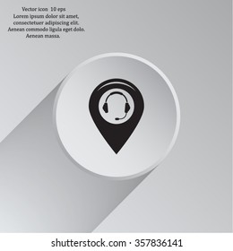 Illustration of a map mark icon with a ear phones