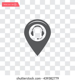 Illustration of a map mark icon with a ear phones