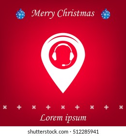 Illustration of a map mark icon with a ear phones