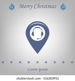 Illustration of a map mark icon with a ear phones